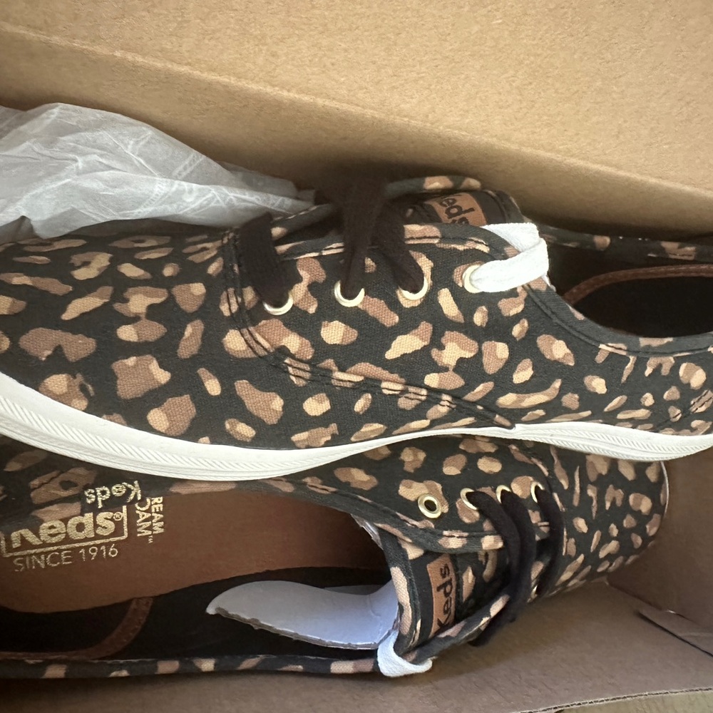 NWT Keds Champion Leopard Tan Black Sneakers Tennis Shoes 8.5 - Picture 5 of 9